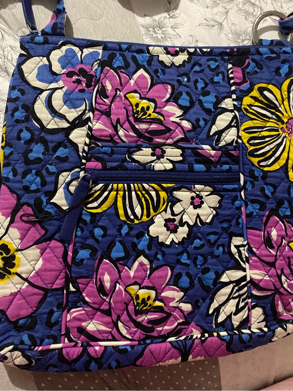 Vera Bradley Quilted Floral Crossbody in Blue, Purple & Yellow